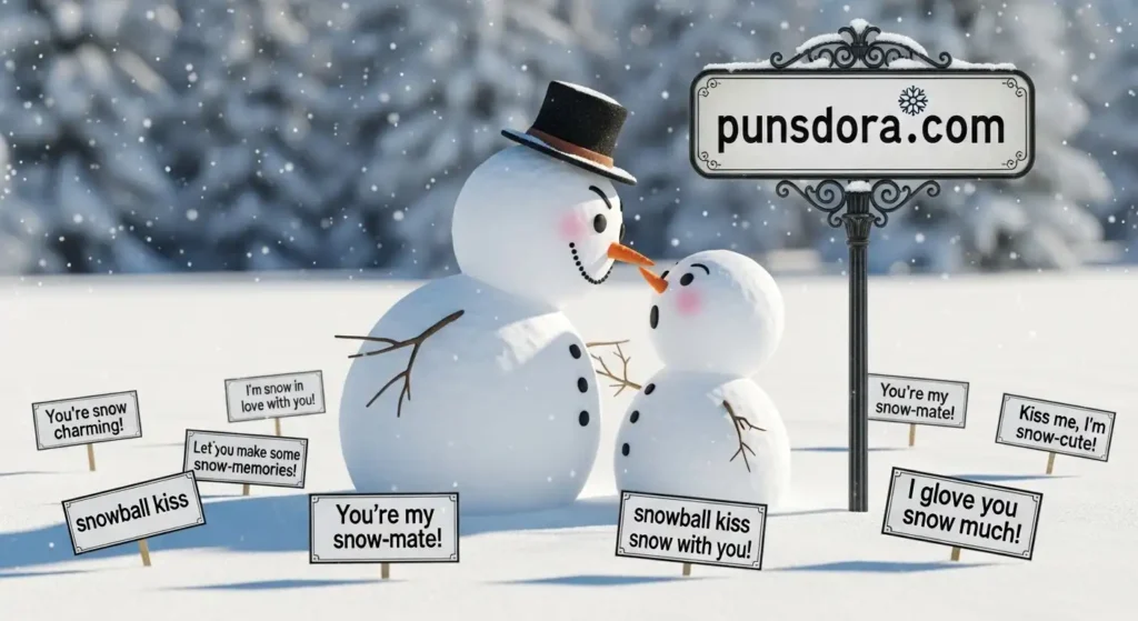 Clever & Savage Snowball Kiss Puns.