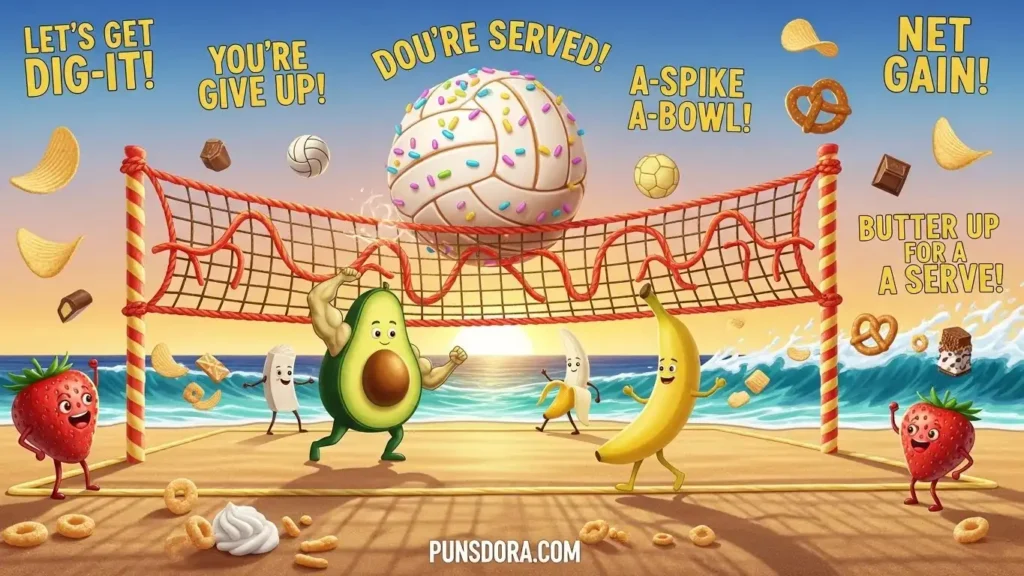 Food-Themed Volleyball Puns (Snackable & Funny).