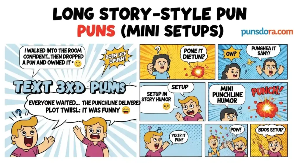 Long Story-Style Pun Puns (Mini Setups).