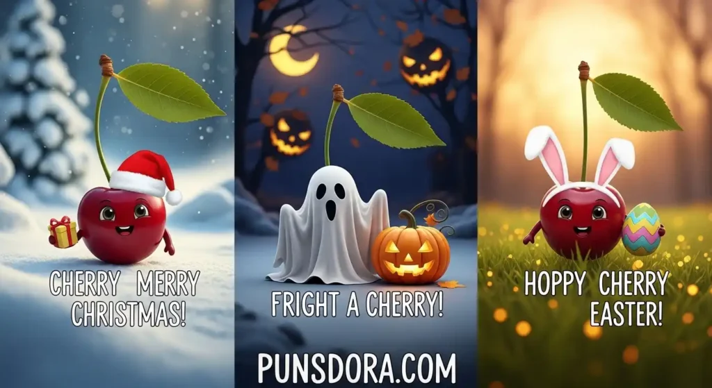 🍒 Holiday Cherry Puns 🎄🎃.